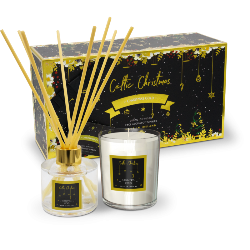 Celtic Candles, Gift Box Mini Christmas Gold