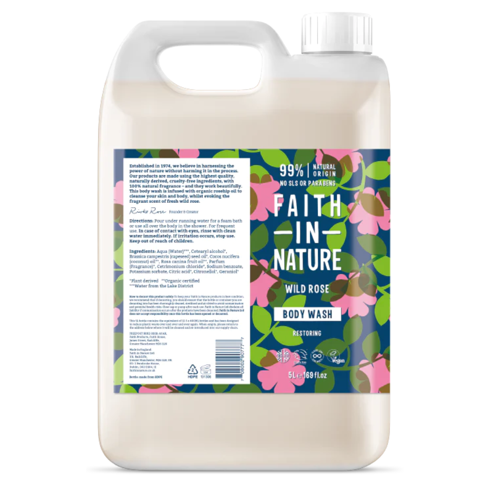 Faith In Nature, Wild Rose Body Wash 5L