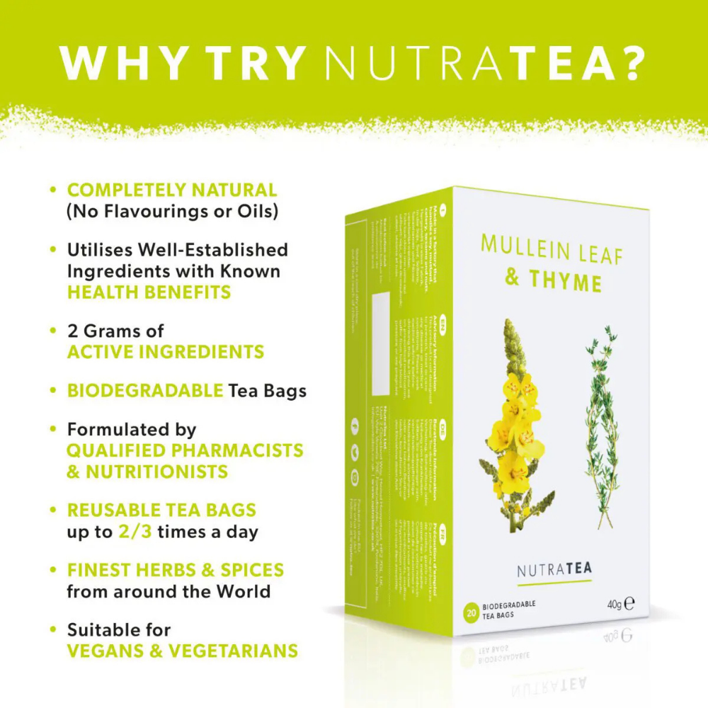 NUTRATEA, Mullein Leaf & Thyme Respiratory & Immunity 20 Tea Bags