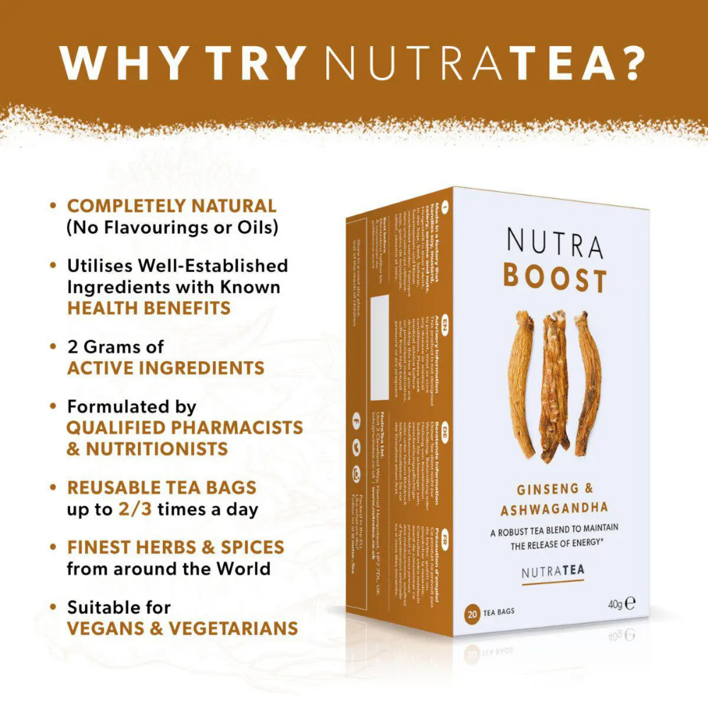 NUTRATEA, Nutra Boost Fatigue & Mental Focus 20 Tea Bags