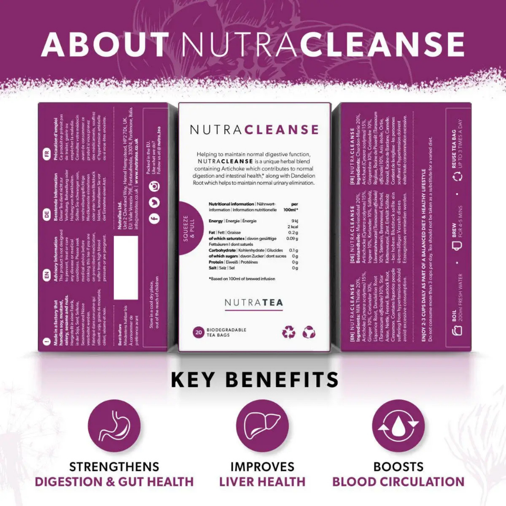 NUTRATEA, Nutra Cleanse Detox & Digestion 20 Tea Bags