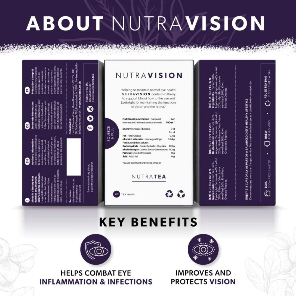 NUTRATEA, Nutra Vision Eye Health Support 20 Tea Bags