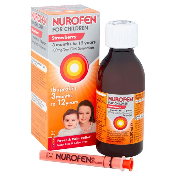 Nurofen For Children Oral Suspension Strawberry W/Spoon 200ml