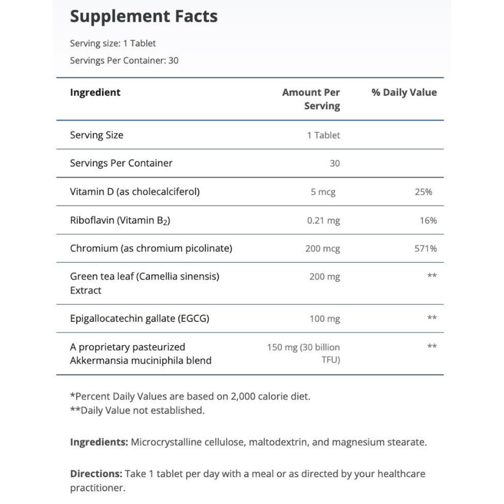 The Akkermansia Company™, Healthy Weight With Glucose Control 30 Tablets