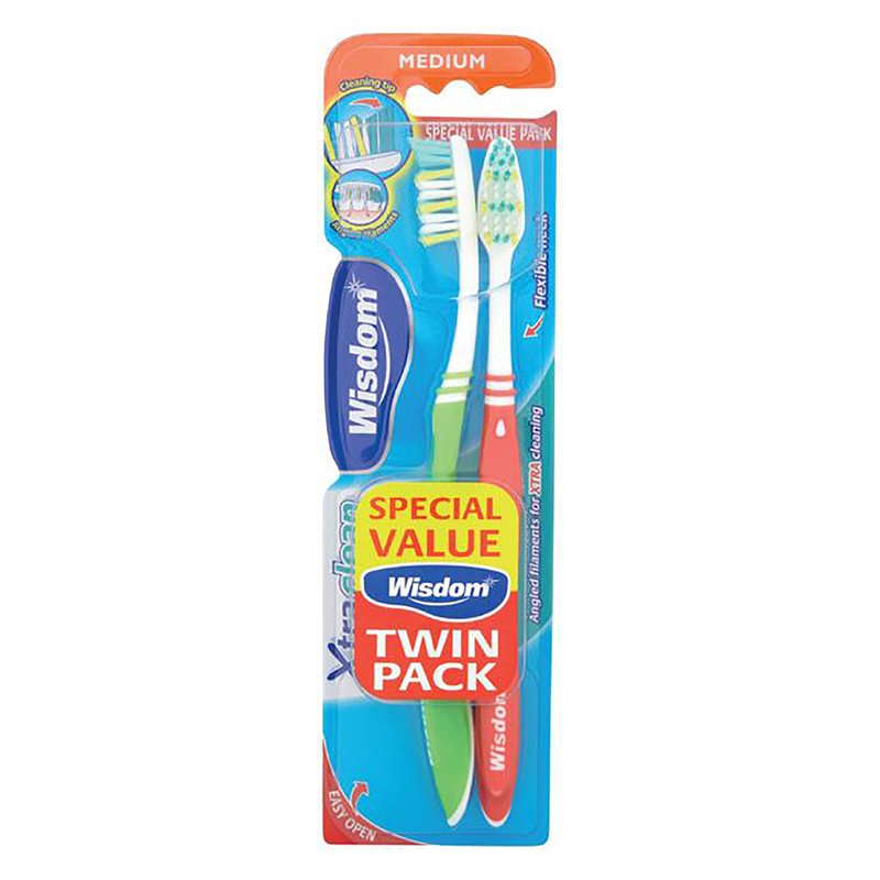 Wisdom Xtra Clean Med Twin PackToothbrush