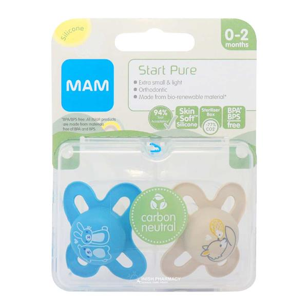 Mam Pure Start 0-2m Soother 2pk Boy