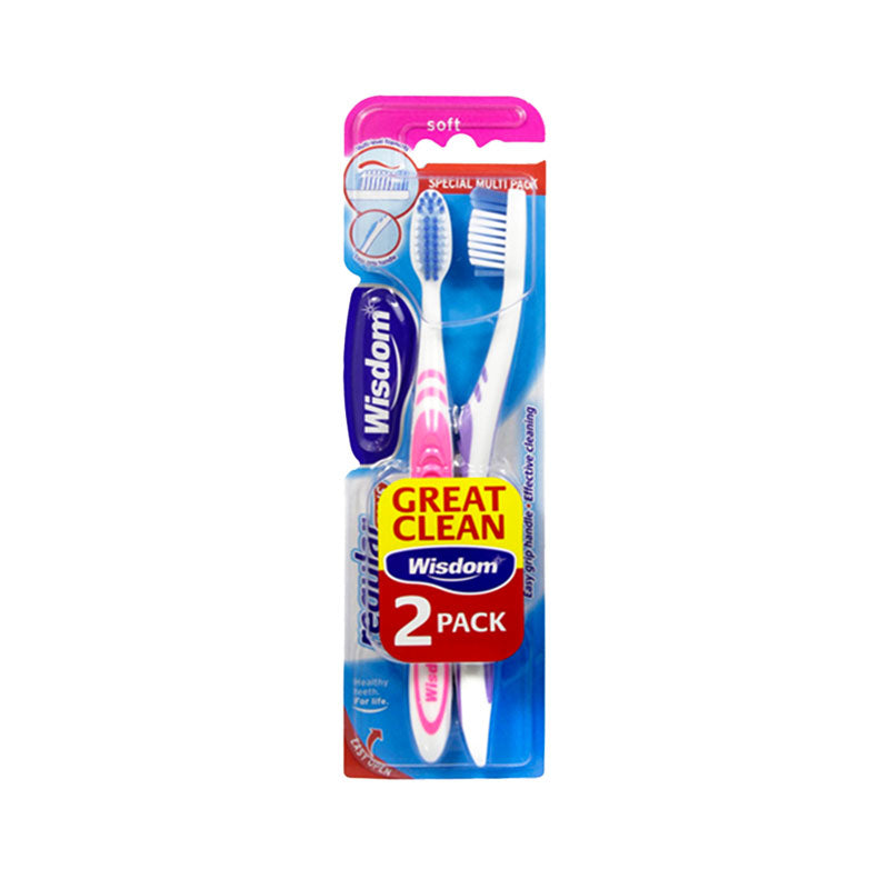 Wisdom Regular Plus Soft Twin Pack Toothbrush