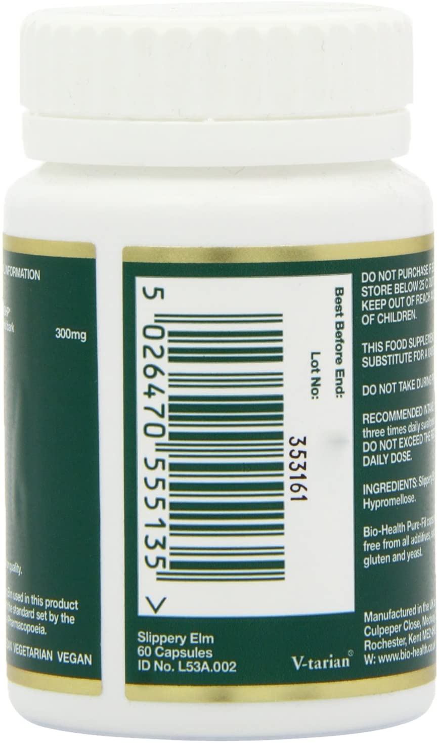 Biohealth, Slippery Elm 300mg 60 Capsules Default Title