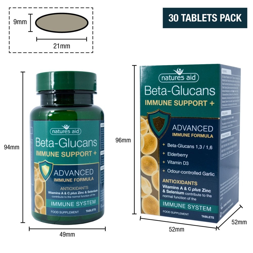 Natures Aid, Beta Glucans Immune Support+ 30 Tablets Default Title