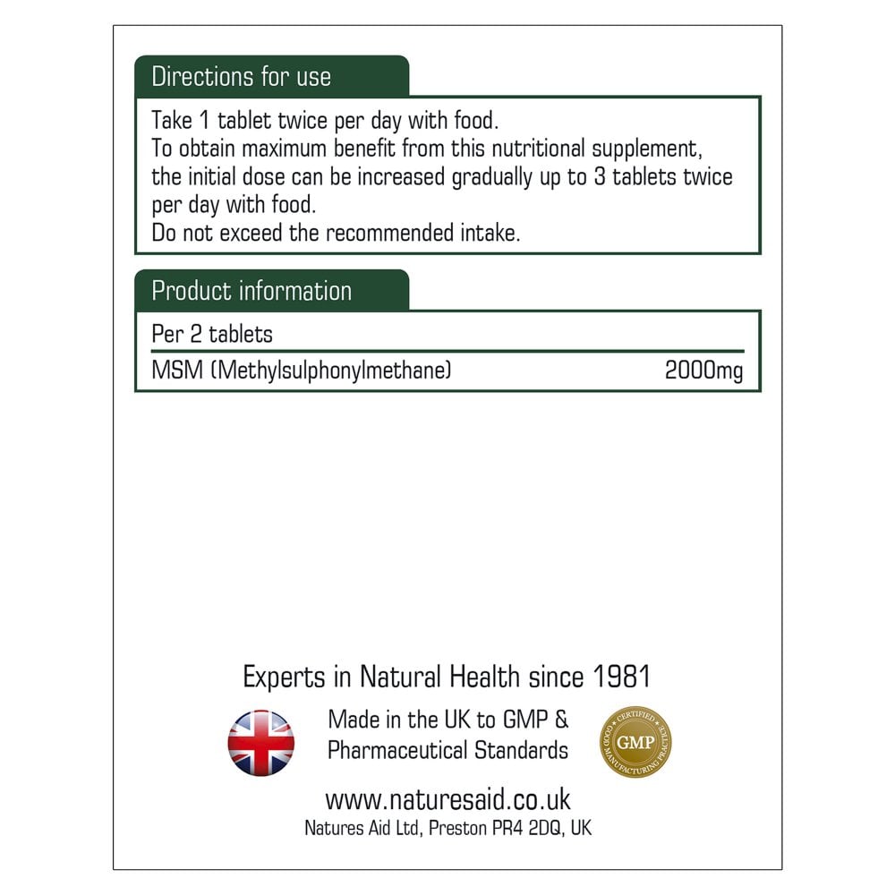 Natures Aid, MSM 1000mg 90 Tablets Default Title