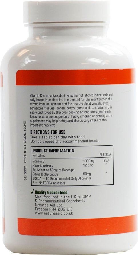 Natures Aid, Vitamin C 1000mg Low Acid 180 Tablets Default Title