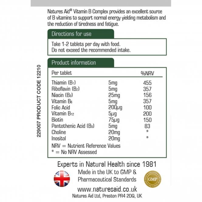 Natures Aid, Vitamin B Complex 90 Tablets Default Title