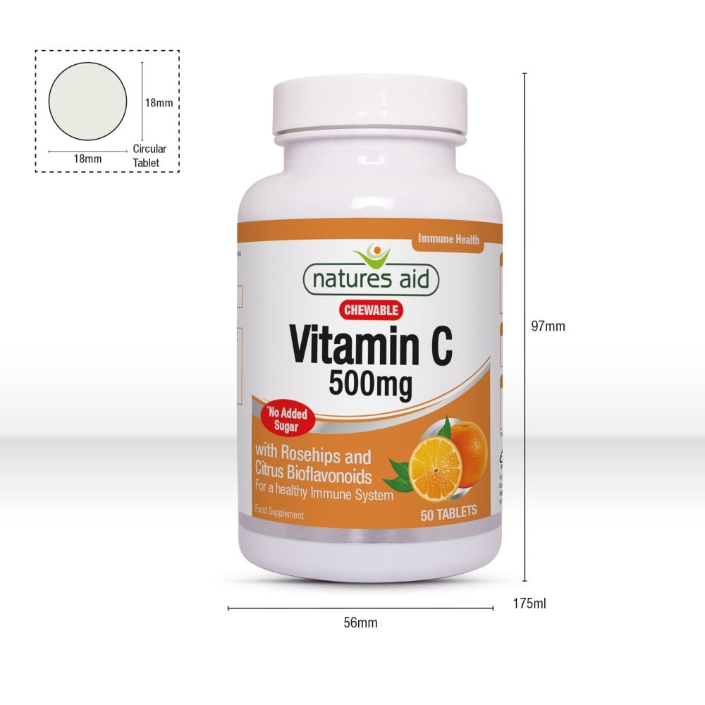 Natures Aid, Vitamin C 500mg Chewable 50 Tablets Default Title