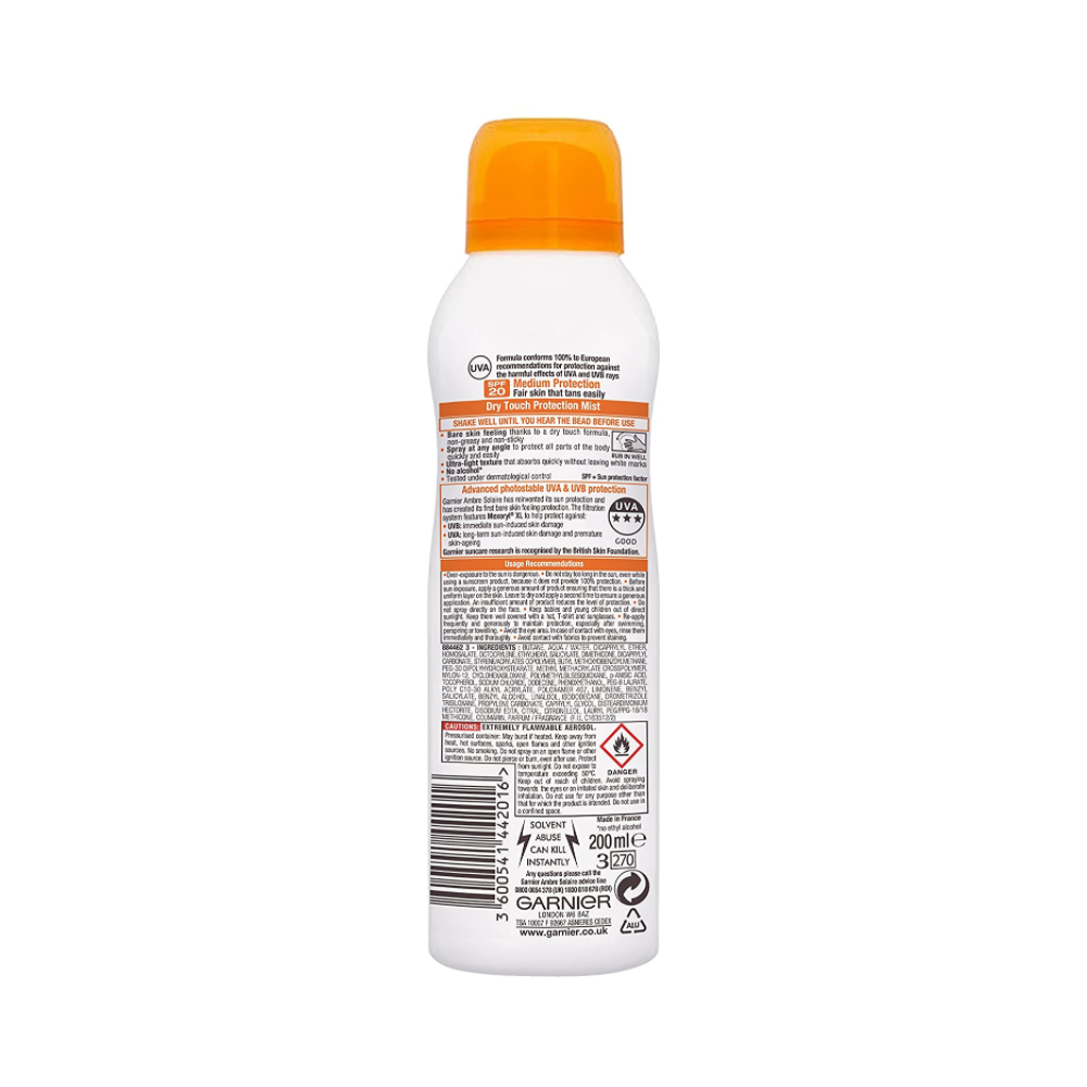 Garnier Ambre Solaire, Dry Mist Protection Spray SPF20 200ml