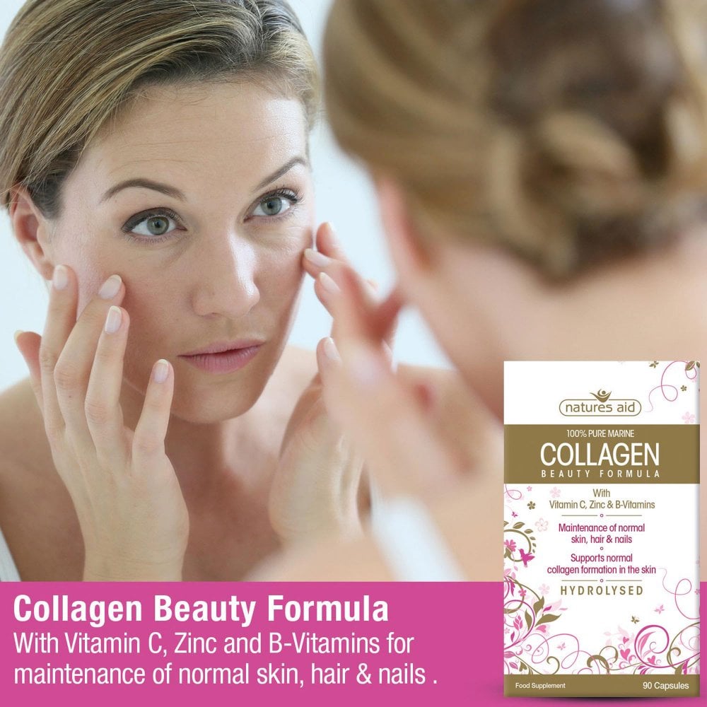 Natures Aid, Collagen Beauty Formula With Vitamin C, Zinc & B-Vitamins 90 Capsules Default Title