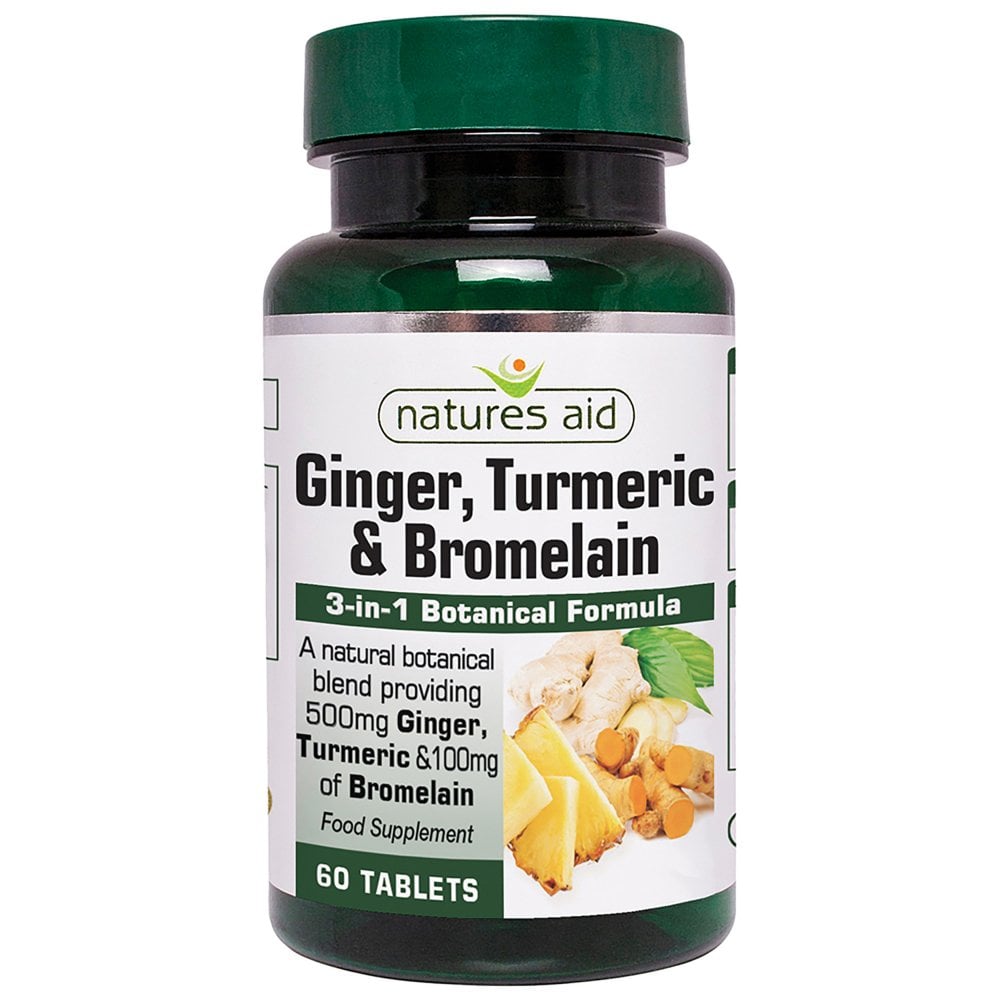 Natures Aid, Ginger, Turmeric & Bromelain 60 Tablets Default Title