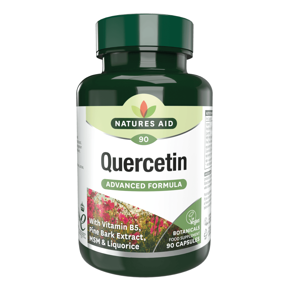 Natures Aid, Quercetin Formula With Vitamin B5, Pine Bark Extract, MSM & Liquorice 90 Capsules