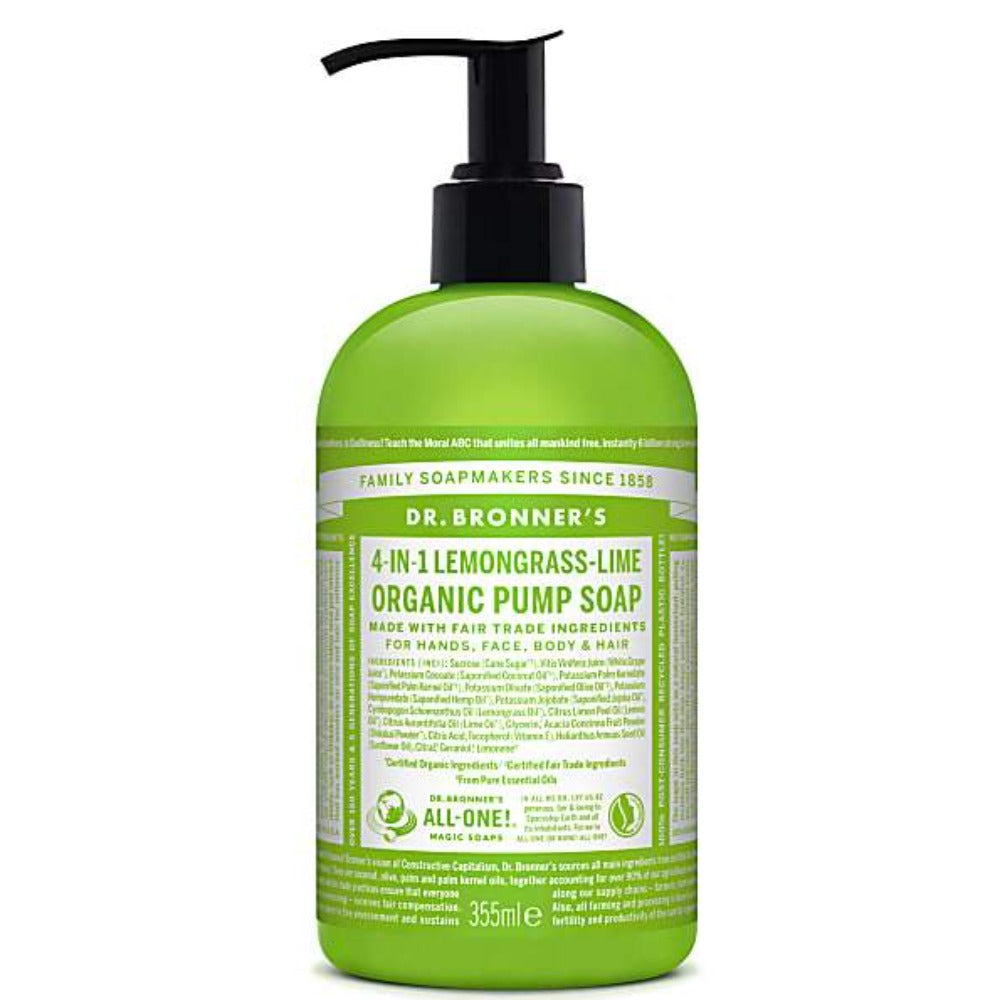 Dr. Bronner, 4 In 1 Lemongrass Lime Pump Soap 355ml Default Title