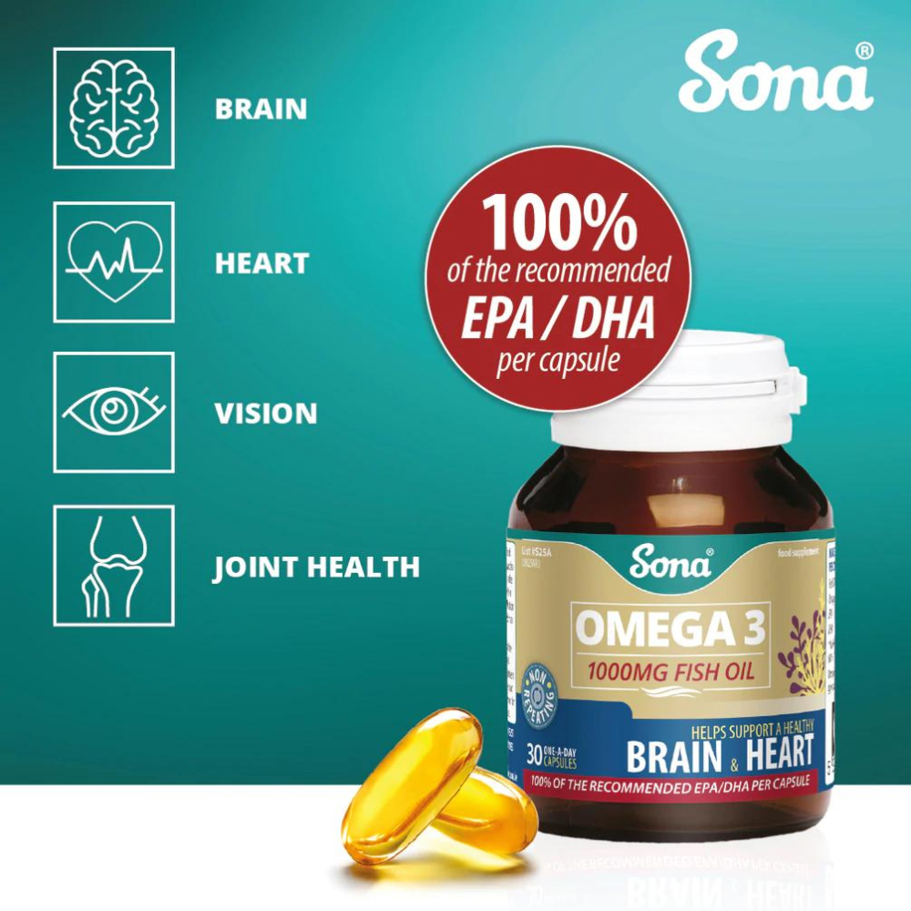 Sona, Omega 3 Fish Oil 1000mg 30 Capsules Default Title